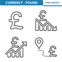 Pound Icons. Professional, pixel perfect icons depicting various Pound Currency concepts. EPS 8 format.