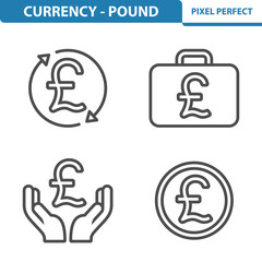 Pound Icons. Professional, pixel perfect icons depicting various Pound Currency concepts. EPS 8 format.