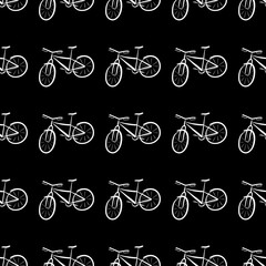 White colored bicycles pattern on black background