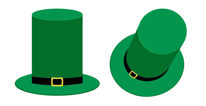 Saint Patrick Day green tall hat. Isolated vector illustration.