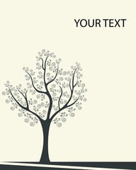 Obraz na płótnie Canvas Background with tree. Vector illustration - tree with swirls of black on beige background.
