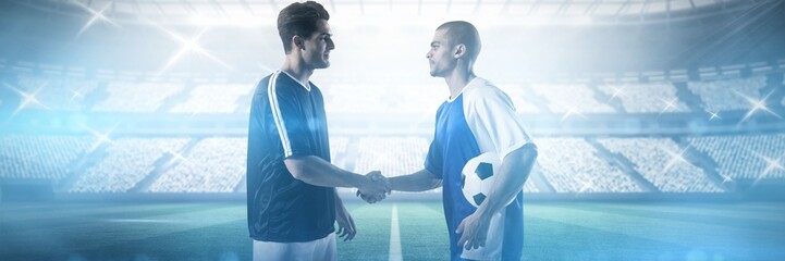 Composite image of football players shaking hands © vectorfusionart