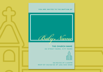 Baptism Invitation Layout with Church Illustration 2