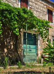 Old door in wall of adriatic house