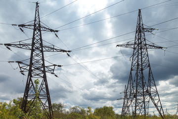 High-voltage electric transmission lines.