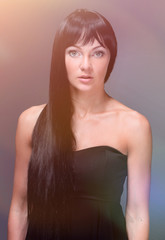 Obraz premium mysterious portrait of a girl in the dark, in the fog