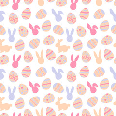 Pink pattern of easter bunny. Egg hunt illustration for flyer, design, scrapbooking, poster, banner, web element
