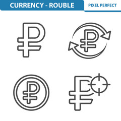 Rouble / Ruble Icons. Professional, pixel perfect icons depicting various Russian Ruble / Rouble currency concepts. EPS 8 format.