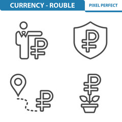 Rouble / Ruble Icons. Professional, pixel perfect icons depicting various Russian Ruble / Rouble currency concepts. EPS 8 format.