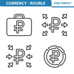 Obraz premium Rouble / Ruble Icons. Professional, pixel perfect icons depicting various Russian Ruble / Rouble currency concepts. EPS 8 format.