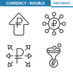 Rouble / Ruble Icons. Professional, pixel perfect icons depicting various Russian Ruble / Rouble currency concepts. EPS 8 format.