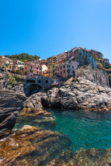 Fototapeta na wymiar Manarola in Cinque Terre is a Park in Italy, located on the West Coast of Italy. There are 3 major Towns in the Park, Manarola, Vernazza and Rio Maggiore
