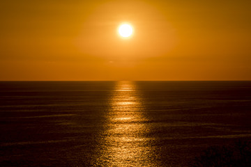 Beautiful sunset over Costa Rica. Red sky.