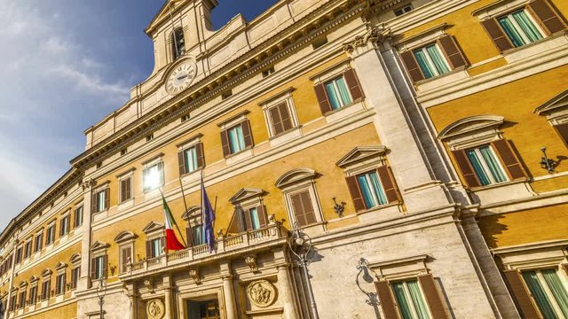 Time lapse effect in Montecitorio square. Rome, Italy