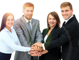 Fototapeta premium successful business team with folded his hands together