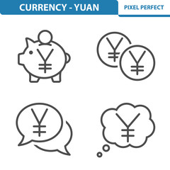 Yen / Yuan Icons. Professional, pixel perfect icons depicting various yen / yuan currency concepts. EPS 8 format.