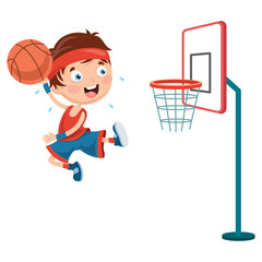 Vector Illustration Of Kid Playing Basketball © yusufdemirci