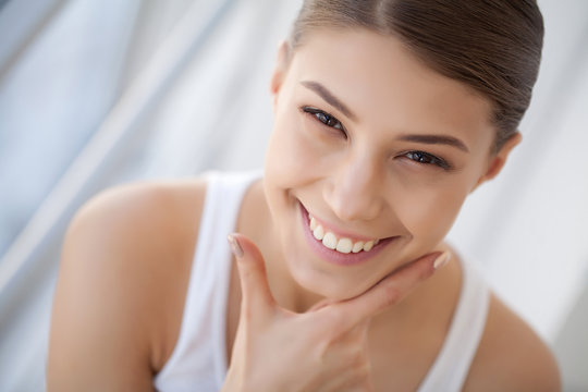 Portrait Beautiful Happy Woman With White Teeth Smiling. Beauty. High Resolution Image