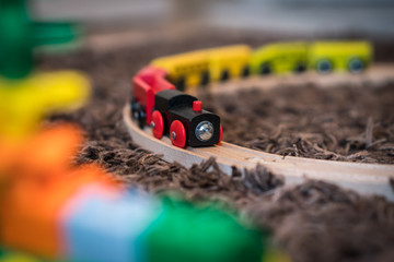Colourful wooden toy train