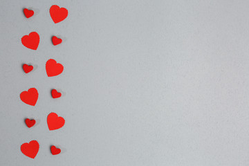 hearts on a gray background, a lot of free space