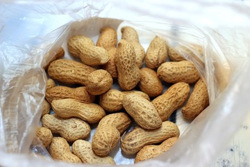 ground nuts in nylon bags