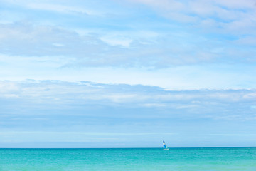 Fototapeta na wymiar The beach of VAtlantic Ocean with a turquoise ocean.Varadero, Cuba