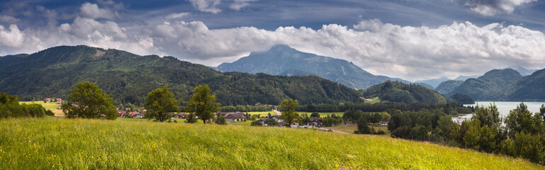 Beautiful landscape with a view of the lake in the Austrian Alps, in Western Austria