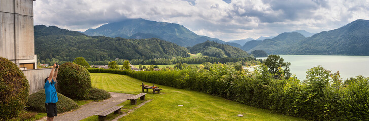 Beautiful landscape with a view of the lake in the Austrian Alps, in Western Austria
