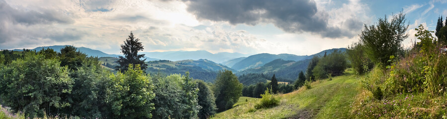 Fototapeta na wymiar Beautiful landscape, panorama, banner, with a view of the Ukrainian Carpathians, Western Ukraine.