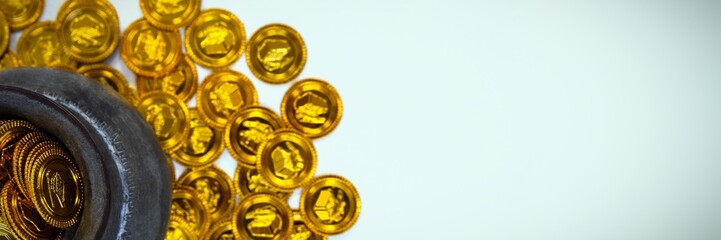 St Patricks Day pot filled with chocolate gold coins