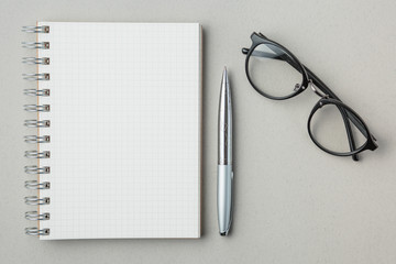 school notebook on a gray background