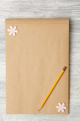 kraft notebook with hearts and doves