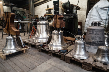 Bell manufacturing little factory indoor view, metal manufacturing
