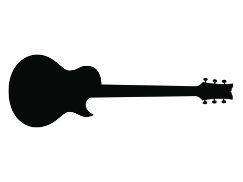 High Quality Hand Drawn Black Silhouette of an Heavy Metal Guitar