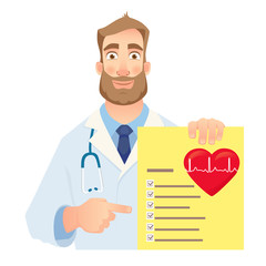 cardiologist holding banner