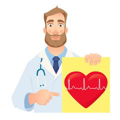 cardiologist holding banner