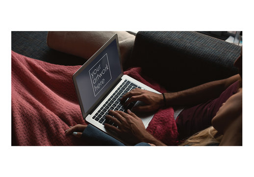 Couple Using Laptop Mockup 2