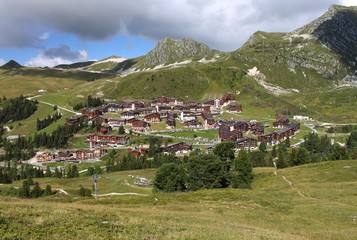 Obraz premium Belle Plagne , Vallée de la Tarentaise, Savoie, Auvergne-Rhône-Alpes, France