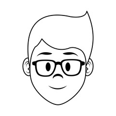 Young man face cartoon vector illustration graphic design