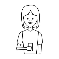 Young woman with smartphone vector illustration graphic design