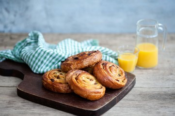 sweet French buns with raisins