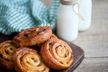 sweet French buns with raisins