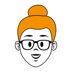 Young woman face cartoon vector illustration graphic design