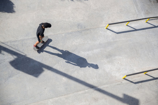 Young skater in a skate park