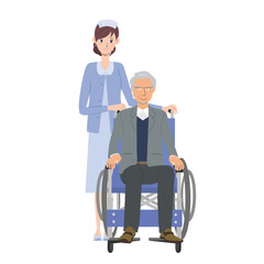車椅子の男性と品物を手に取る女性のイラスト Wall Mural Matsu 車椅子の男性と品物を手に取る女性のイラスト Wall Mural Matsu