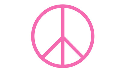 peace symbol icon on white pink