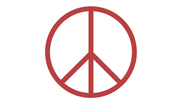 peace symbol icon on white red