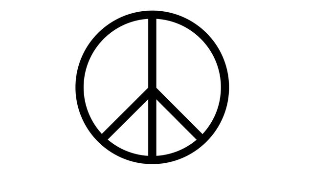 peace symbol icon on white black