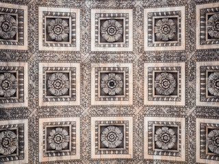 Detail of the Arc de Triomphe in Paris. View of the decorated ceiling.