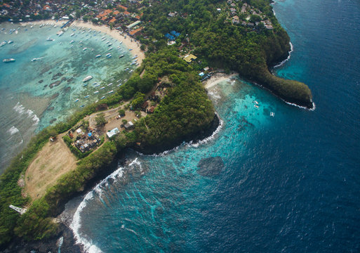 Aerial shots of Padangbai area in Bali